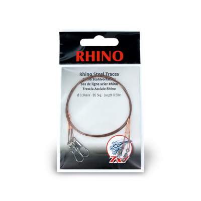 Rhino Stahlvorfach 1x7 Tönnchen / Karabiner  17 kg  50cm