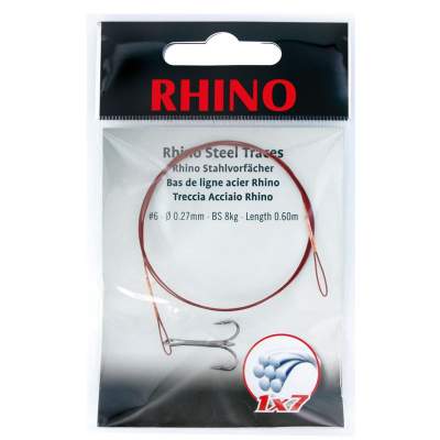 Rhino Stahlvorfach 1x7 Schlaufe/Drilling 8kg  60cm