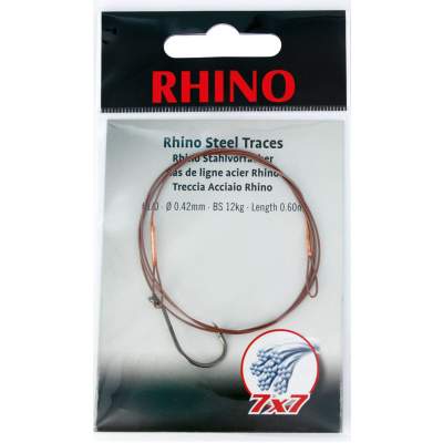 Rhino Stahlvorfach 7x7 Schlaufe/Einzelhaken 12kg  60cm