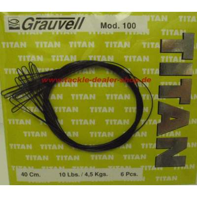 Grauvell Stahlvorfach Titan M100 6 Stück 25cm 4,5kg /10lbs